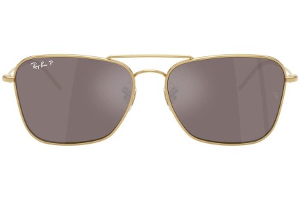 Okulary przeciwsłoneczne Ray-Ban Caravan Reverse RBR0102S 001/LB Polarized Prostokątne Złote