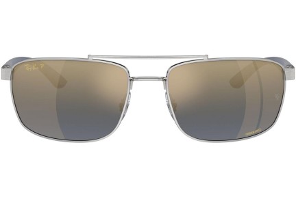 Okulary przeciwsłoneczne Ray-Ban RB3737CH 003/J0 Polarized Prostokątne Srebrne