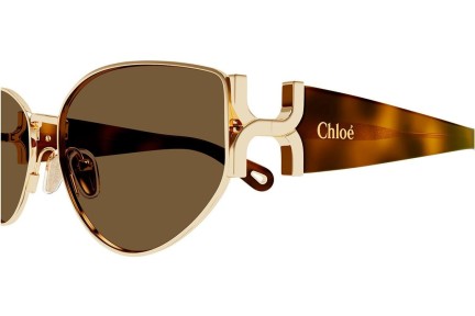 Okulary przeciwsłoneczne Chloe CH0260S 002 Kocie oczy Złote