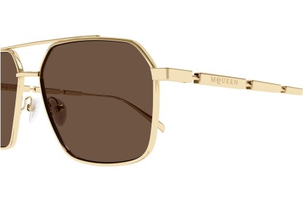 Okulary przeciwsłoneczne Alexander McQueen AM0477S 002 Pilotki (Aviator) Złote