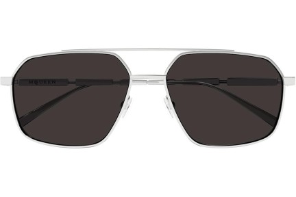 Okulary przeciwsłoneczne Alexander McQueen AM0477S 001 Pilotki (Aviator) Srebrne