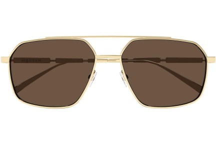 Okulary przeciwsłoneczne Alexander McQueen AM0477S 002 Pilotki (Aviator) Złote