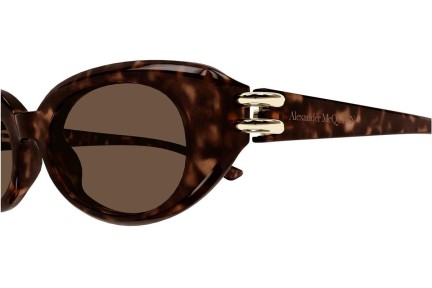 Okulary przeciwsłoneczne Alexander McQueen AM0469S 002 Owalne Havana