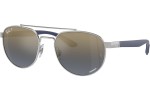 Okulary przeciwsłoneczne Ray-Ban RB3736CH 003/J0 Polarized Prostokątne Srebrne